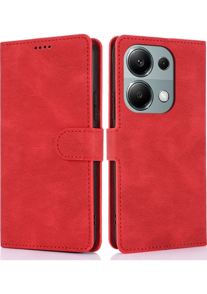 Xiaomi Redmi Note 13 4g Cüzdan Kılıfları Anti-Drop Deri Telefon Kapağı-Kırmızı (Yurt Dışından)