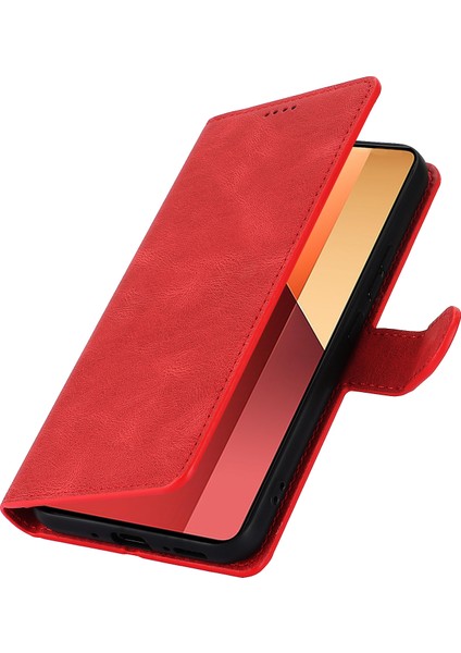 Xiaomi Redmi Note 13 4g Cüzdan Kılıfları Anti-Drop Deri Telefon Kapağı-Kırmızı (Yurt Dışından)