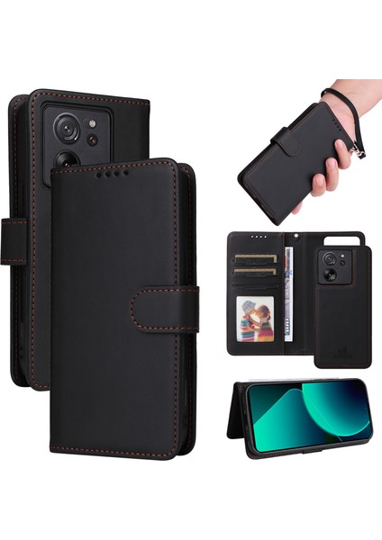 Xiaomi Redmi K60 Ultra Darbeye Dayanıklı Kılıf Çıkarılabilir 2'si 1 Arada Pu Deri Telefon Kılıfları-Siyah (Yurt Dışından)