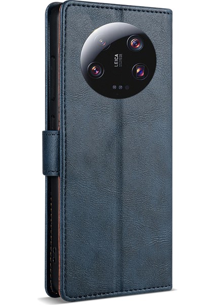 Xiaomi 13 Ultra Kılıf Cüzdan Kart Yuvaları Deri Telefon Kapağı-Mavi (Yurt Dışından)