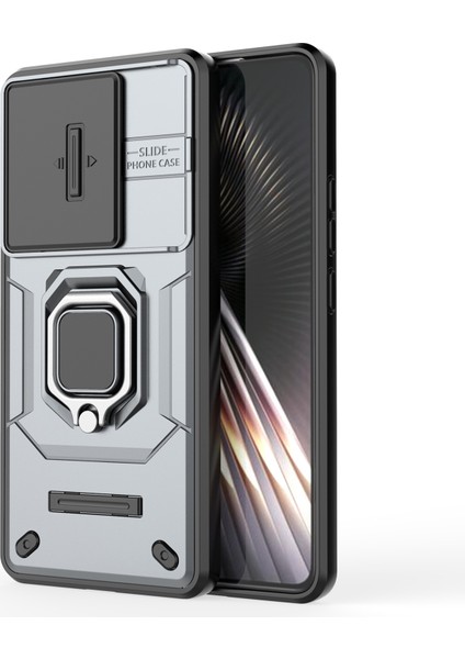 Xiaomi Poco F6 5g Kılıf Kickstand Pc+Tpu Telefon Kapağı Sürgülü Lens Koruması-Gri (Yurt Dışından) fırsatları