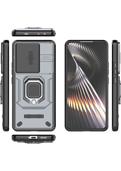 Xiaomi Poco F6 5g Kılıf Kickstand Pc+Tpu Telefon Kapağı Sürgülü Lens Koruması-Gri (Yurt Dışından) indirimleri
