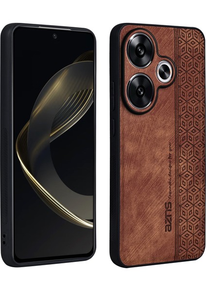 Xiaomi Poco F6 5g Kılıf Pu Deri Kaplamalı Tpu Baskılı Telefon Kapağı-Kahverengi (Yurt Dışından)