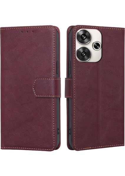 Xiaomi Poco F6 5g Kılıf Için Rfıd Engelleme Deri Flip Telefon Kapağı Manyetik Toka-Şarap Kırmızı (Yurt Dışından)