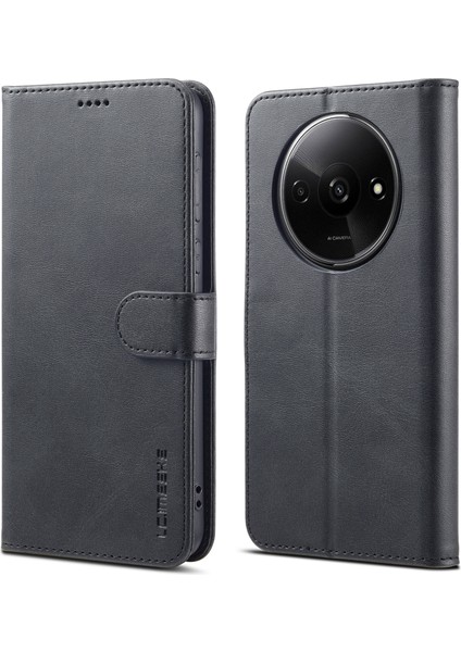 Xiaomi Poco C61 4g Kılıf Buzağı Dokusu Flip Stand Darbeye Dayanıklı Telefon Kapağı-Siyah (Yurt Dışından)