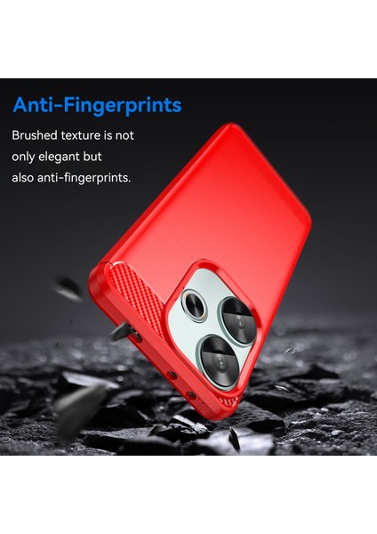 Xiaomi Poco F6 5g Kılıf Karbon Fiber Doku Darbeye Dayanıklı Fırçalanmış Tpu Telefon Kapağı-Kırmızı (Yurt Dışından) modelleri