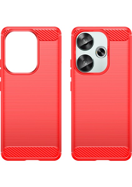 Xiaomi Poco F6 5g Kılıf Karbon Fiber Doku Darbeye Dayanıklı Fırçalanmış Tpu Telefon Kapağı-Kırmızı (Yurt Dışından) indirimleri