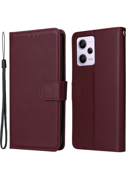 Xiaomi Redmi Note 12 Pro 5g Cüzdan Kılıf Deri Çizilmeye Dayanıklı Stand Kapağı-Şarap Kırmızısı Için (Yurt Dışından)