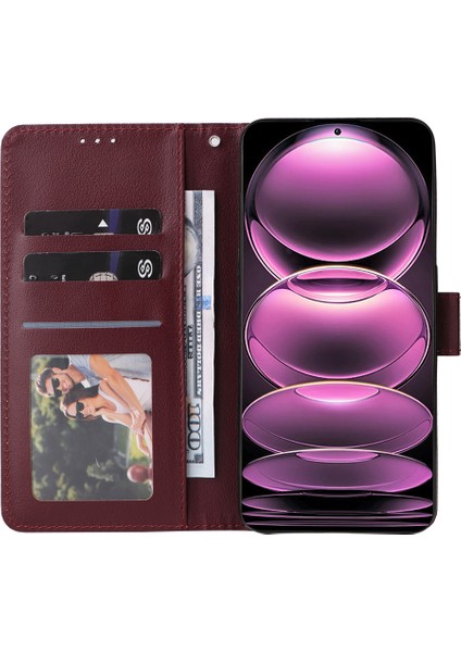 Xiaomi Redmi Note 12 Pro 5g Cüzdan Kılıf Deri Çizilmeye Dayanıklı Stand Kapağı-Şarap Kırmızısı Için (Yurt Dışından) modelleri
