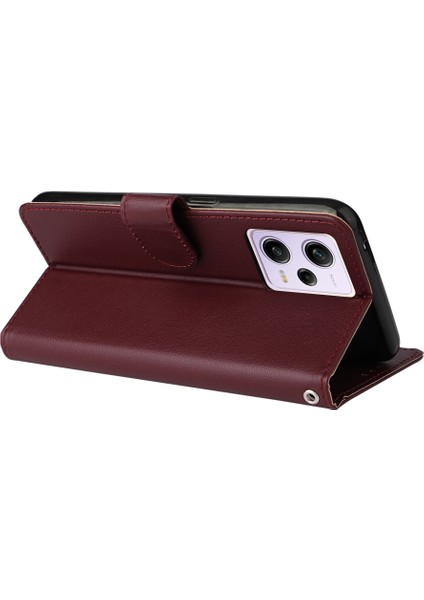 Xiaomi Redmi Note 12 Pro 5g Cüzdan Kılıf Deri Çizilmeye Dayanıklı Stand Kapağı-Şarap Kırmızısı Için (Yurt Dışından) fırsatları