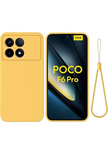 Xiaomi Poco F6 Pro 5g Kılıf Için Sıvı Silikon Çizilmez Telefon Kılıfı Kayışlı-Sarı (Yurt Dışından)