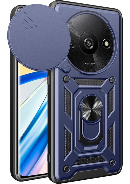 Xiaomi Redmi A3 Telefon Arka Kılıf Kamera Koruma Pc+Tpu Çizilmeye Dayanıklı Kapak-Mavi Için (Yurt Dışından)