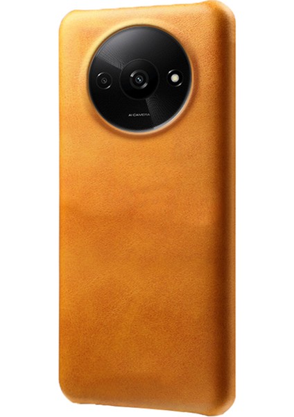 Xiaomi Poco C61 4g Kılıf Buzağı Dokulu Deri Kaplamalı Pc Kabuk Ince Kapak-Turuncu (Yurt Dışından)