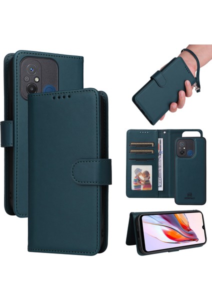 Xiaomi Redmi Için 12C 4g/poco C55 4g Kılıf 2'si 1 Arada Manyetik Çıkarılabilir Cüzdan Tasarımı Kapak-Mavi (Yurt Dışından)