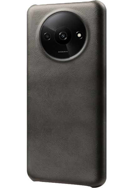 Xiaomi Poco C61 4g Kılıf Buzağı Dokulu Deri Kaplamalı Pc Kabuk Ince Kapak-Siyah (Yurt Dışından)