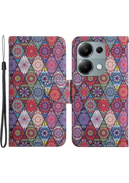 Xiaomi Redmi Note 13 Pro 4g Deri Kılıf Desen Baskı Cüzdan Telefon Kapağı-Kaleydoskop (Yurt Dışından)