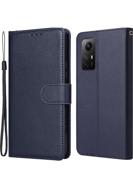 Xiaomi Redmi Note 12S 4g Kılıf Fotoğraf Kartı Yuvaları ile Pu Deri Telefon Kılıfı-Mavi (Yurt Dışından)