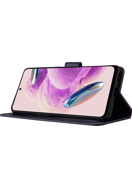 Xiaomi Redmi Note 12S 4g Kılıf Fotoğraf Kartı Yuvaları ile Pu Deri Telefon Kılıfı-Mavi (Yurt Dışından) modelleri