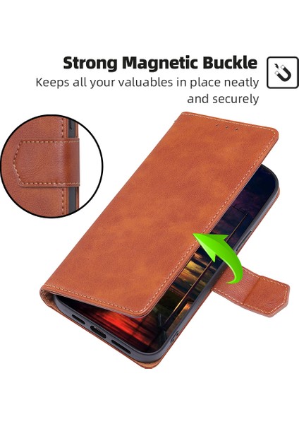 Xiaomi Poco F6 5g Kılıf Için Rfıd Engelleme Deri Flip Telefon Kapağı Manyetik Toka-Kahverengi (Yurt Dışından) fırsatları