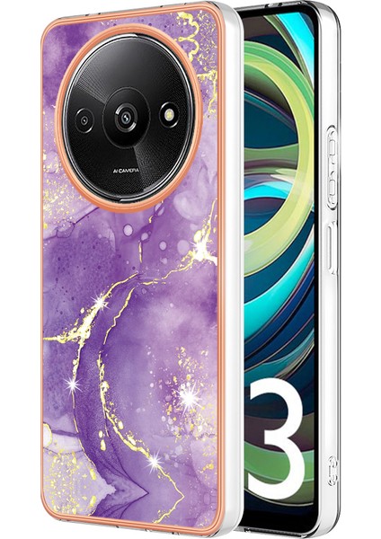 Xiaomi Poco C61 4g Kılıf Mermer Desenli Imd Tpu Telefon Kapağı-Mor 002 (Yurt Dışından)