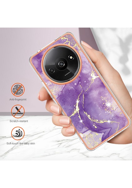 Xiaomi Poco C61 4g Kılıf Mermer Desenli Imd Tpu Telefon Kapağı-Mor 002 (Yurt Dışından)