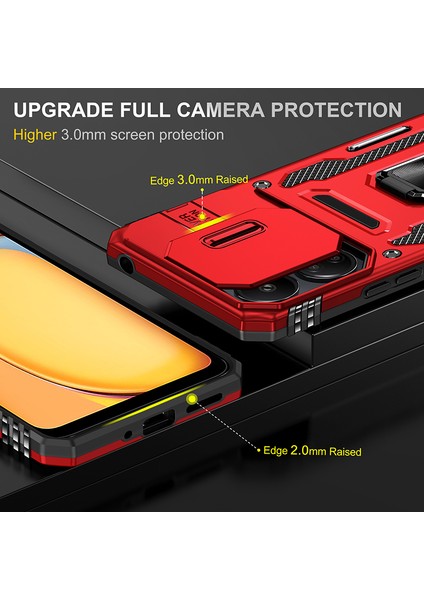 Armor Serisi Xiaomi Redmi 13C 4G/13C 5g Kaydırmalı Kamera Kapaklı Telefon Kılıfı-Kırmızı (Yurt Dışından) modelleri