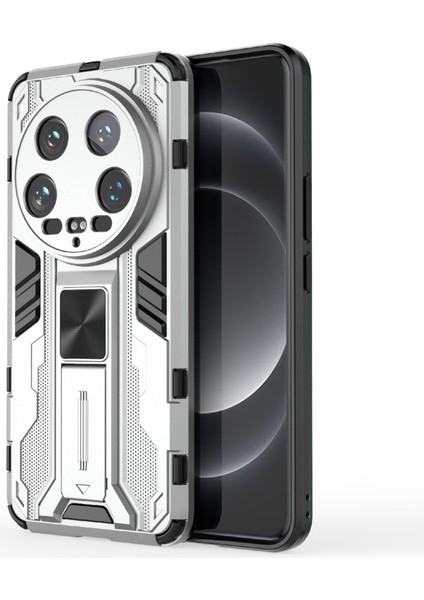 Xiaomi 14 Ultra Cep Telefonu Kılıfı Için Pc + Tpu Kickstand-Gümüş ile Çizilmeye Dayanıklı Kabuk (Yurt Dışından)