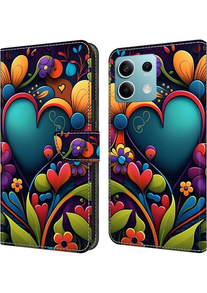 Xiaomi Redmi Note 13 5g Kılıf Desen Tasarımı Pu Deri Darbeye Dayanıklı Kapak-Boya Çiçek Için (Yurt Dışından)