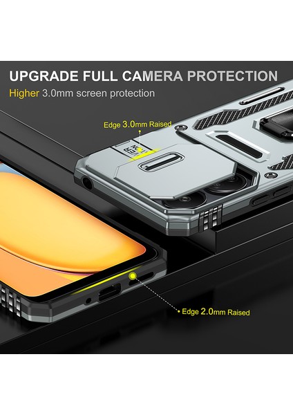 Xiaomi Redmi 13C 4G/13C 5g Slayt Kamera Kapaklı Telefon Kılıfı-Gri Için Armor Serisi (Yurt Dışından) modelleri