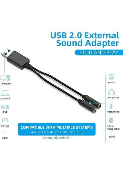 USB To 3.5mm Jack Çevirici USB To Kulaklık ve Mikrofon Çevirici Ses Kartlı Notebook Pc Dönüştürücü fiyatları