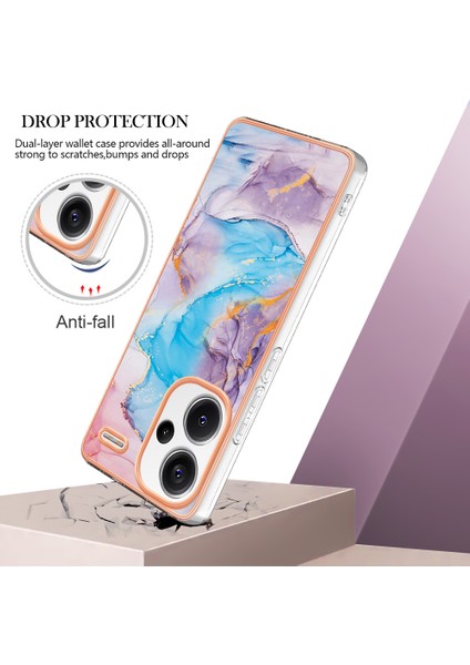 Xiaomi Redmi Note 13 Pro+5g Telefon Kılıfı Galvanik Yumuşak Tpu Kapak-Samanyolu Mermer Mavi Için (Yurt Dışından)