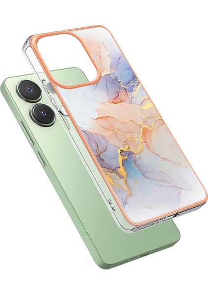 Xiaomi Redmi Note 13 4g Kılıf Elektroliz Koruyucu Tpu Telefon Kapağı-Samanyolu Mermer Beyaz (Yurt Dışından)