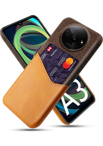 Xiaomi Poco C61 4g Koruyucu Kılıf Kart Yuvası Pu+Pc Telefon Kapağı-Turuncu (Yurt Dışından)