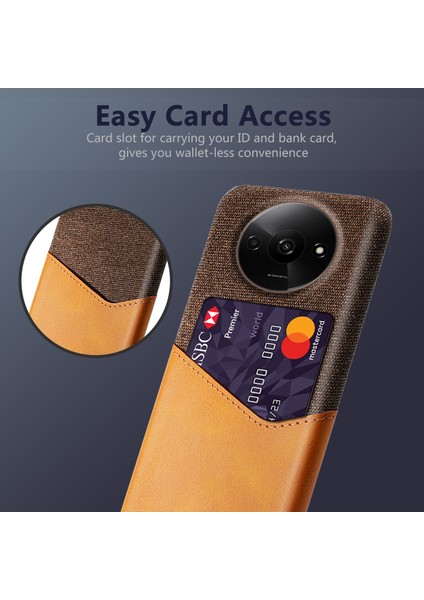Xiaomi Poco C61 4g Koruyucu Kılıf Kart Yuvası Pu+Pc Telefon Kapağı-Turuncu (Yurt Dışından) fiyatları