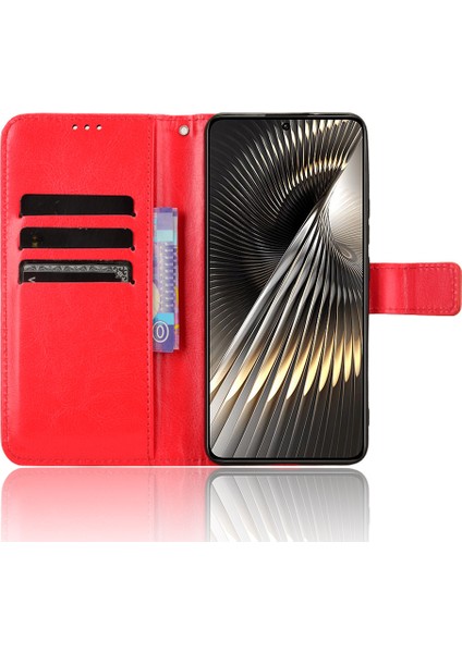 Xiaomi Poco F6 5g Kılıf Bilek Kayışı Crazy Horse Doku Manyetik Toka Telefon Kapağı-Kırmızı (Yurt Dışından) modelleri