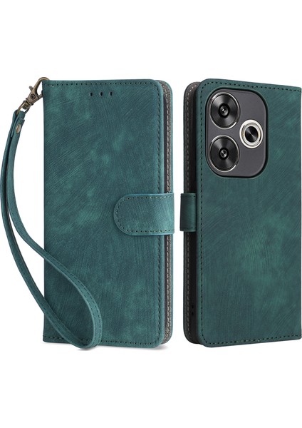 Xiaomi Poco F6 5g Kılıf Için Rfıd Engelleme Kart Tutucu Bilek Kayışı ile Koruyucu Kapak-Yeşil (Yurt Dışından)