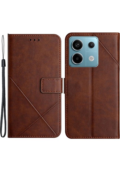 Xiaomi Redmi Note 13 Pro 5g Deri Kılıf Cüzdan Standı Flip Telefon Kapağı-Kahverengi (Yurt Dışından)