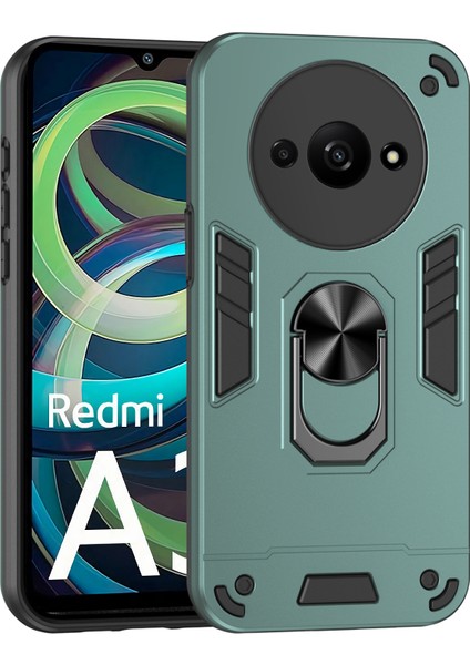 Xiaomi Poco C61 4g Kılıf Araç Montaj Kickstand Hibrit Sert Pc Yumuşak Tpu Telefon Kapağı-Yeşil (Yurt Dışından)