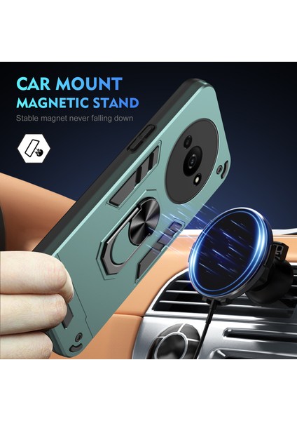 Xiaomi Poco C61 4g Kılıf Araç Montaj Kickstand Hibrit Sert Pc Yumuşak Tpu Telefon Kapağı-Yeşil (Yurt Dışından) fiyatları