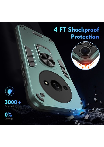 Xiaomi Poco C61 4g Kılıf Araç Montaj Kickstand Hibrit Sert Pc Yumuşak Tpu Telefon Kapağı-Yeşil (Yurt Dışından) fırsatları