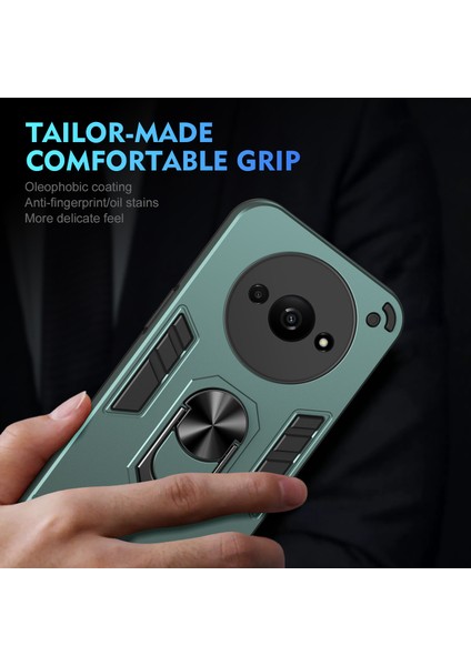 Xiaomi Poco C61 4g Kılıf Araç Montaj Kickstand Hibrit Sert Pc Yumuşak Tpu Telefon Kapağı-Yeşil (Yurt Dışından) indirimleri