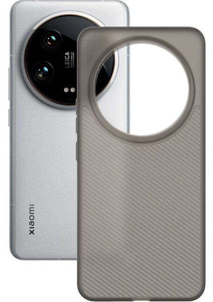 Xiaomi 14 Ultra Telefon Kılıfı Için 0.7mm Ultra Ince Dalgalı Doku Pp Arka Kapak-Şeffaf Siyah (Yurt Dışından)