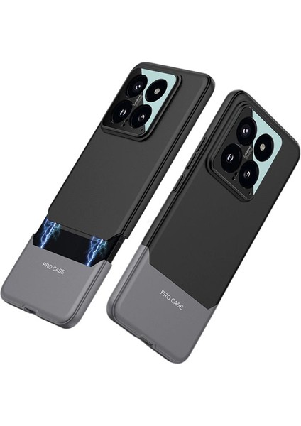 Xiaomi 14 Telefon Kılıfı Için Ayrılabilir Manyetik Pc Koruyucu Kapak-Siyah+Gri (Yurt Dışından)