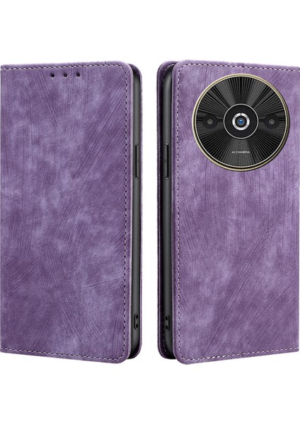 Xiaomi Redmi Için A3 Kılıf Rfıd Engelleme Pu Deri Tpu Darbeye Dayanıklı Kapak Çevirin-Mor (Yurt Dışından)