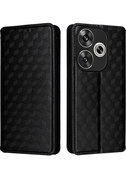 Xiaomi Poco F6 5g Deri Telefon Kılıfı Cüzdan Telefon Kapağı -Siyah Için (Yurt Dışından)