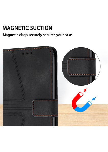 Xiaomi Redmi Note 13 5g Kılıf Katlanır Stand Üçgen Baskılı Deri Telefon Kabuğu-Siyah Için (Yurt Dışından) indirimleri