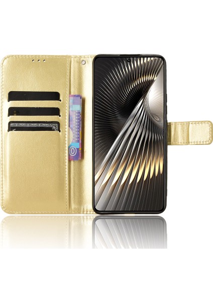 Xiaomi Poco F6 5g Kılıf Bilek Kayışı Crazy Horse Doku Manyetik Toka Telefon Kapağı-Altın (Yurt Dışından) modelleri