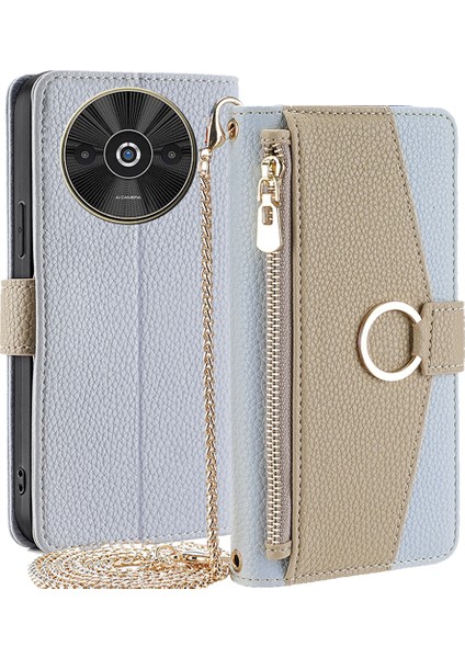 Xiaomi Redmi A3 Kılıf Kart Yuvaları Ayna-Mavi Standlı Deri Cep Telefonu Kapağı Için (Yurt Dışından)