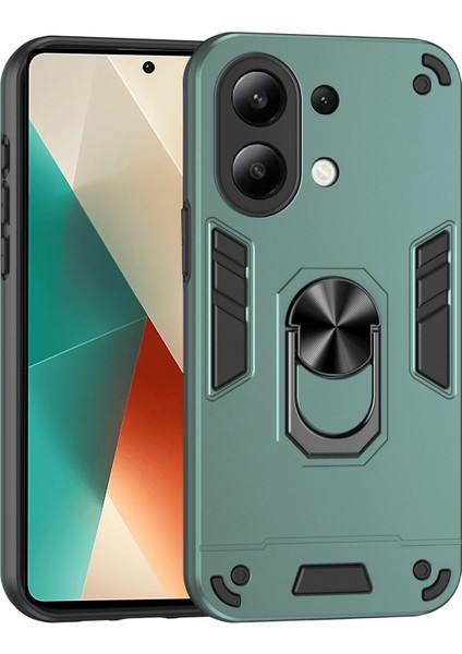 Xiaomi Redmi Için Not 13 4g Kılıf Pc + Tpu Şok Emme Telefon Kapak Desteği Manyetik Araç Montajı-Yeşil (Yurt Dışından)