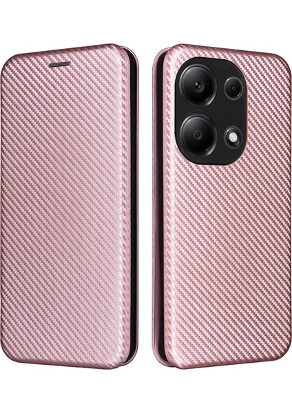 Xiaomi Redmi Note 13 Pro 4g Kılıf Karbon Fiber Doku Pu Deri Telefon Kapağı-Gül Altın Için (Yurt Dışından)